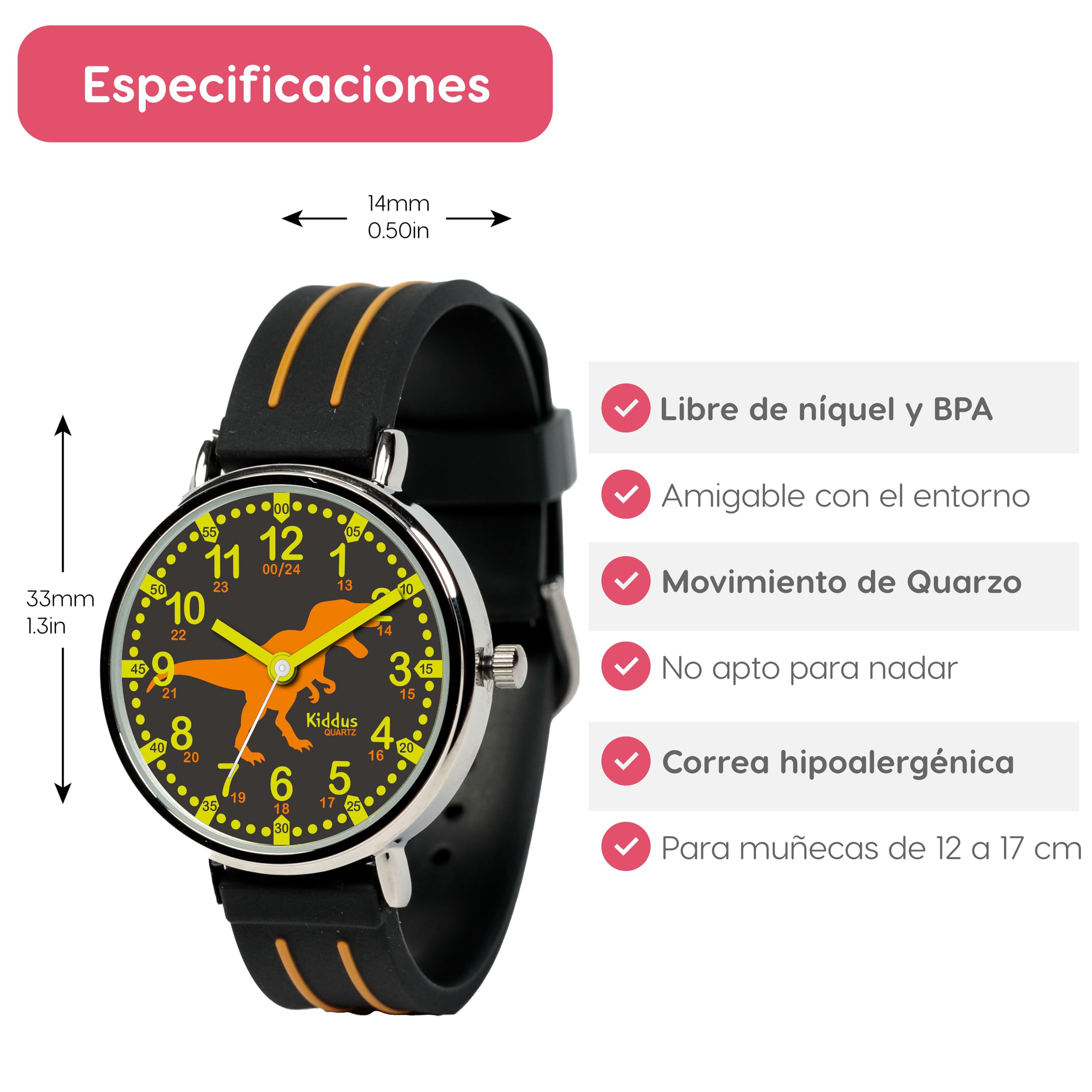 Kids Time Teacher Watch - Educational Analog Watch with Japanese Quartz Movement Ages 5-12