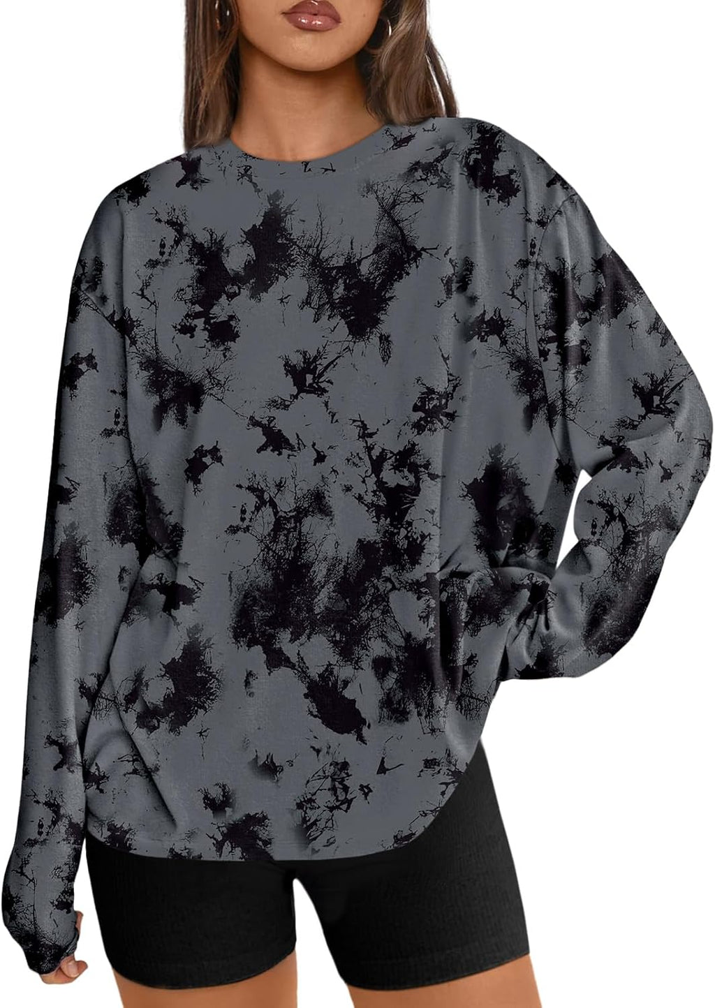 Women's Oversized Long Sleeve T-Shirt Casual Crewneck Basic Tee