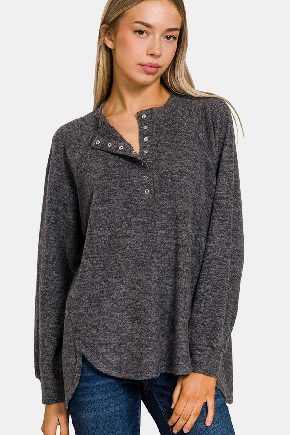 Back To School Sweater - Zenana Full Size Brushed Melange Hacci High-Low Sweater