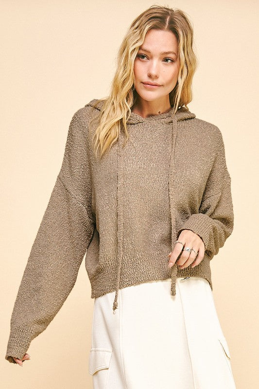 Back To School Sweater - Davi & Dani Drop Shoulder Long Sleeve Hooded Sweater