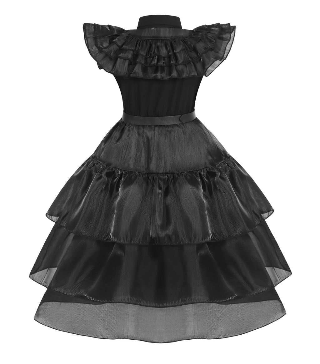 Black Costume Dress for Girls - Halloween Cosplay Outfit with Accessories - Ages 4-12