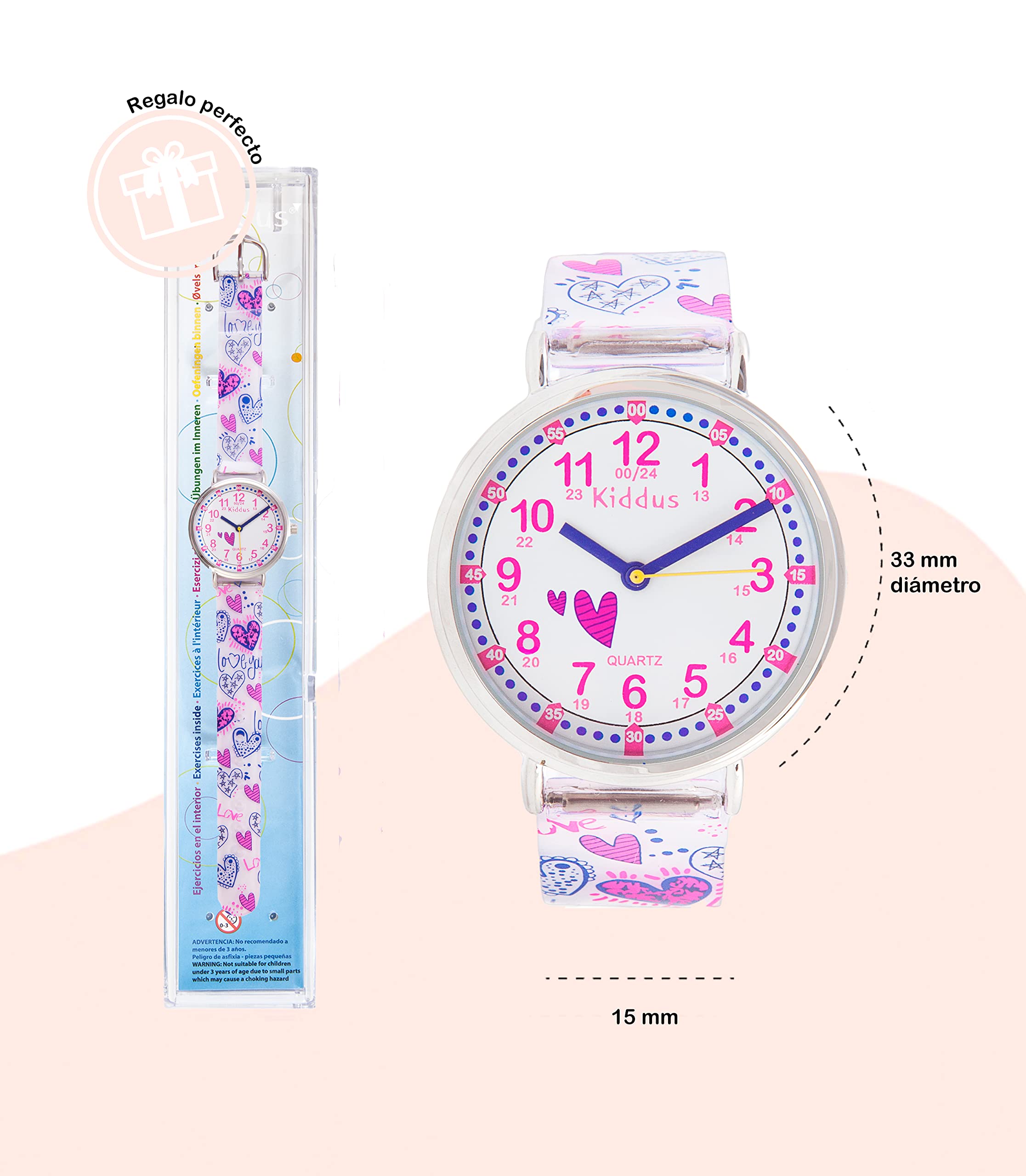 Kids Time Teacher Watch - Educational Analog Watch with Japanese Quartz Movement Ages 5-12