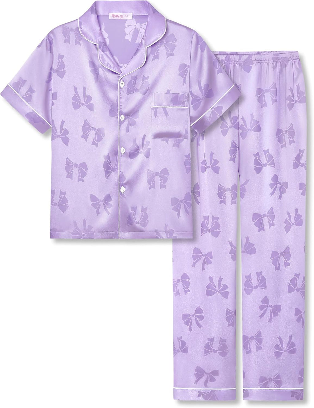 Girls Satin Pajama Set - Silky Button Down PJ with Shorts Size 6-16