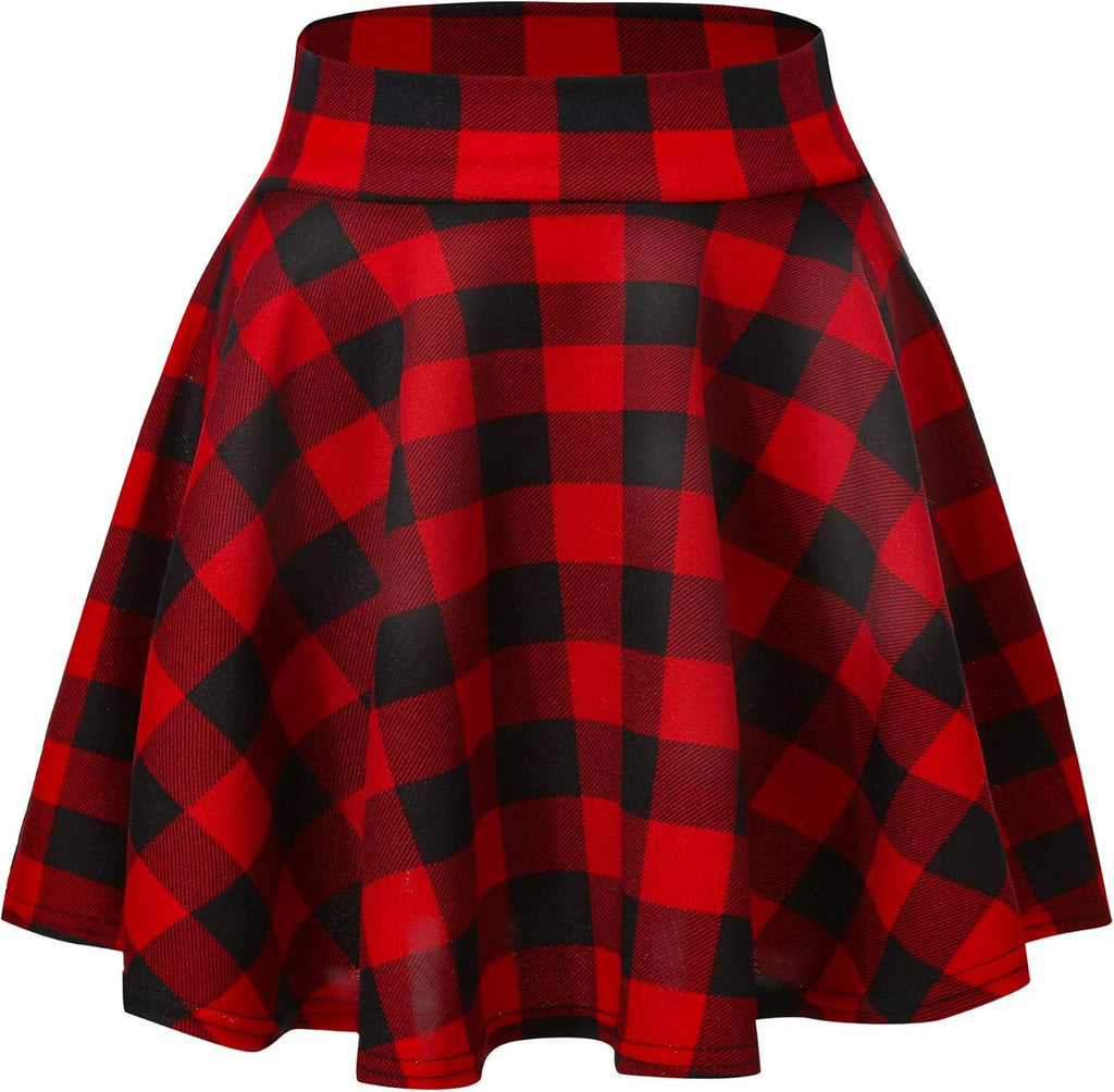 Women Flared Mini Skater Skirt - Stretchy A-Line Circle Skirt