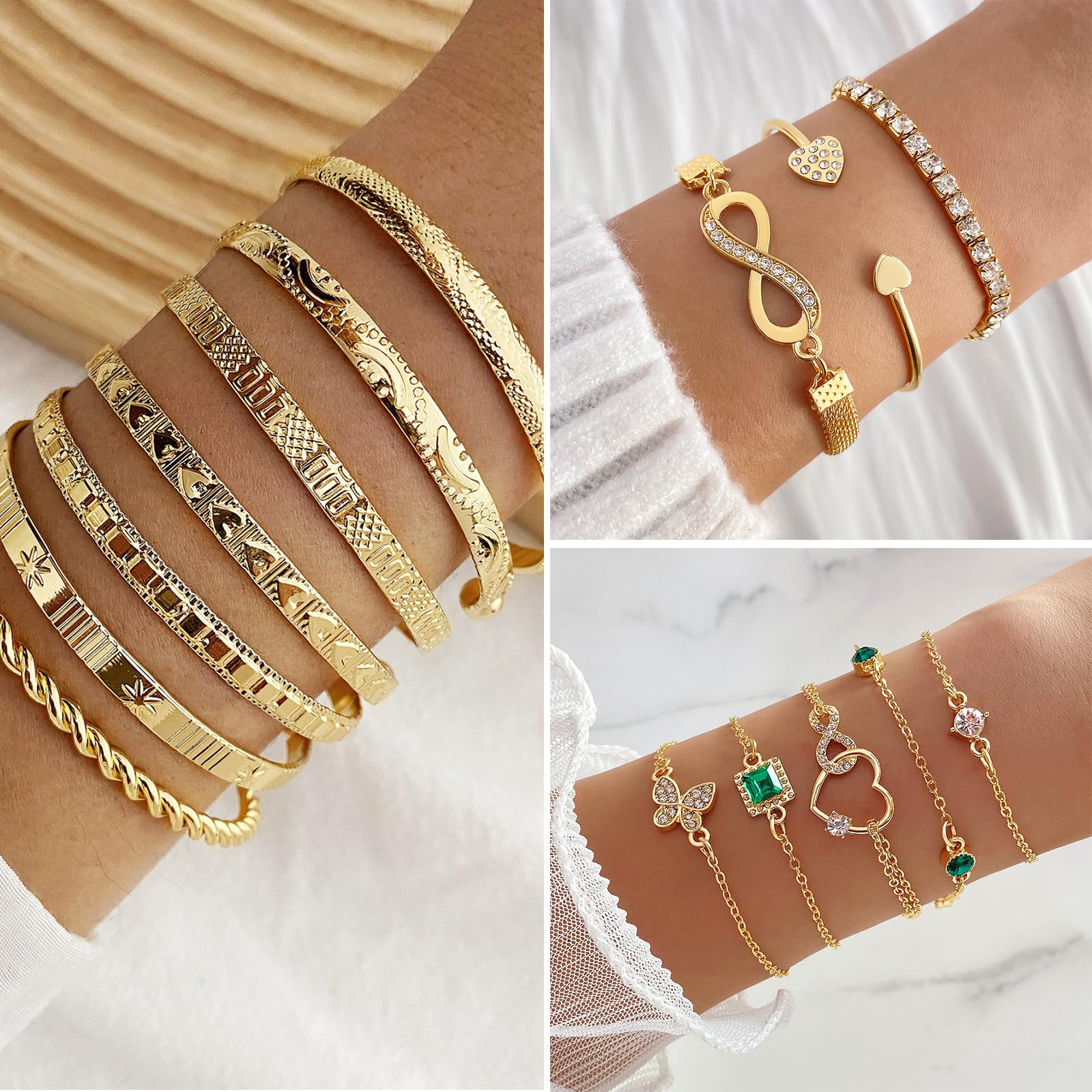 Women's Accessories - 36-Piece Gold Plated Jewelry Set Necklaces Bracelets Earrings Rings Gift