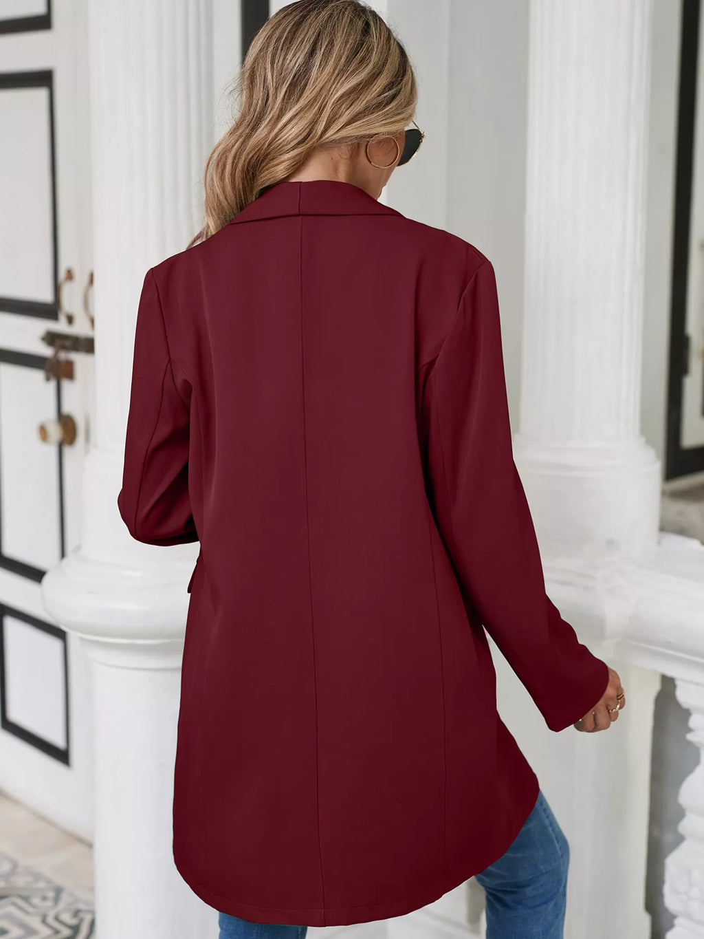 Lapel Collar Long Sleeve Blazer