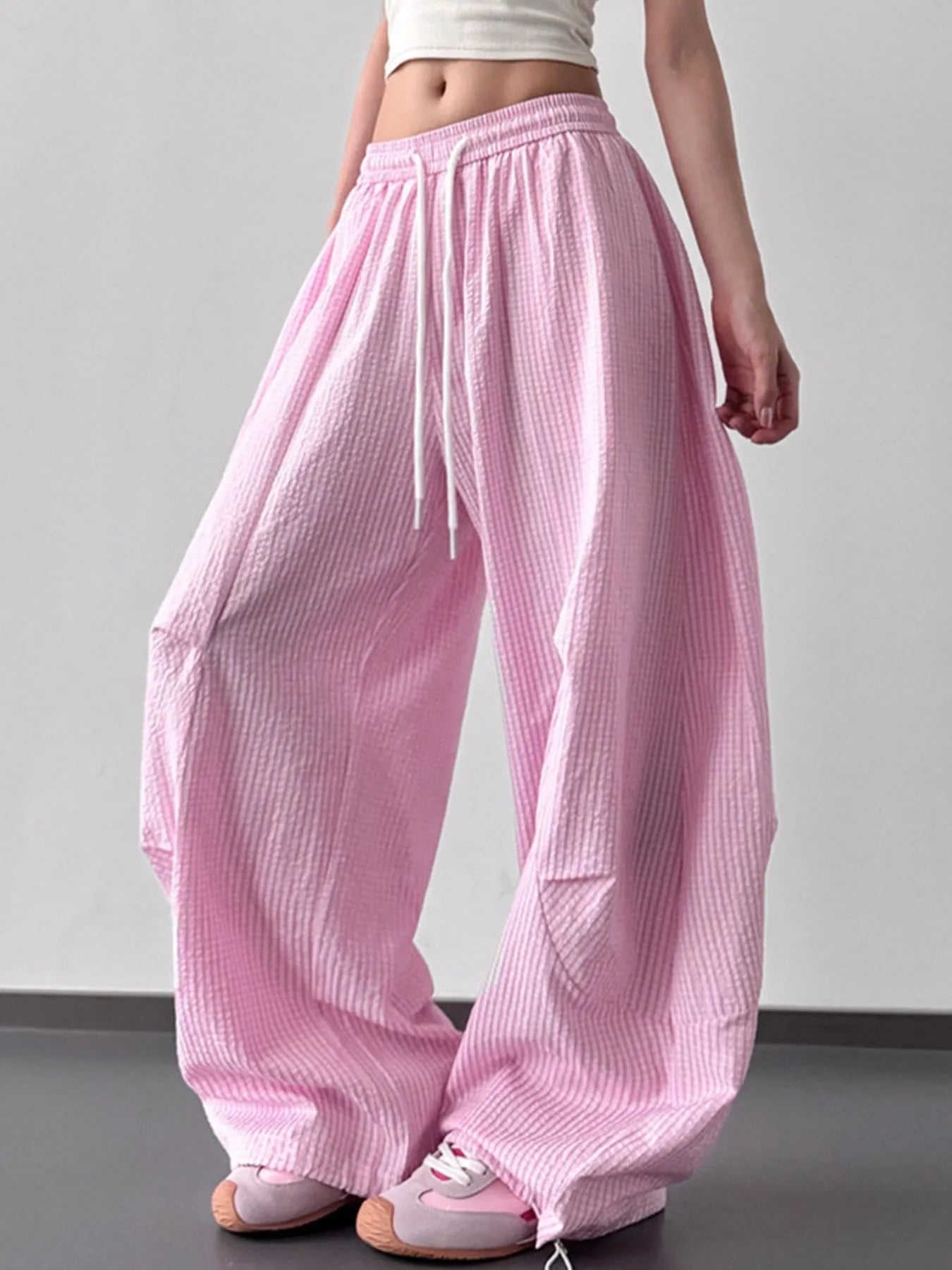 Drawstring Wide Leg Pants