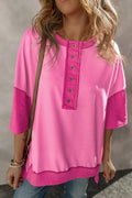 Exposed Seam Round Neck Half Sleeve T-Shirt