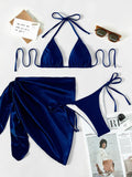 Halter Bikinis Solid Triangle Swimsuit Women High Cut Skirt Swimwear Conjunto Biquinis Feminino Trajes