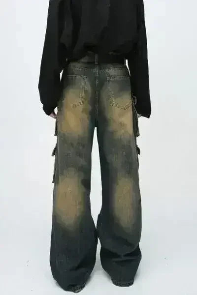 High Waist Jeans with Cargo Pockets