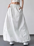 Striped Elastic Waist Maxi Skirt