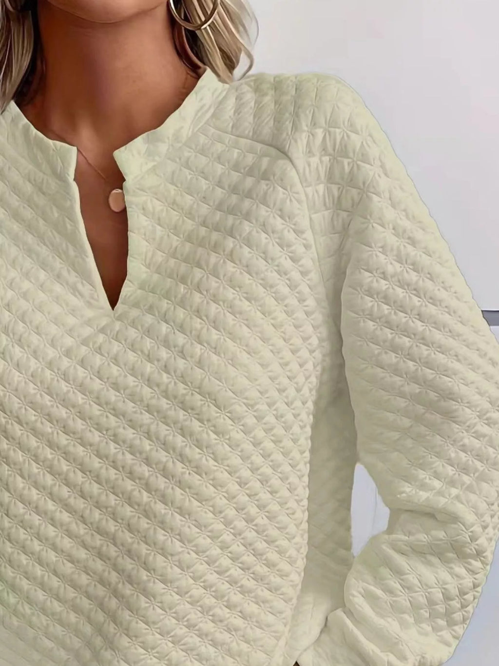Notched Raglan Sleeve Sweatshirt