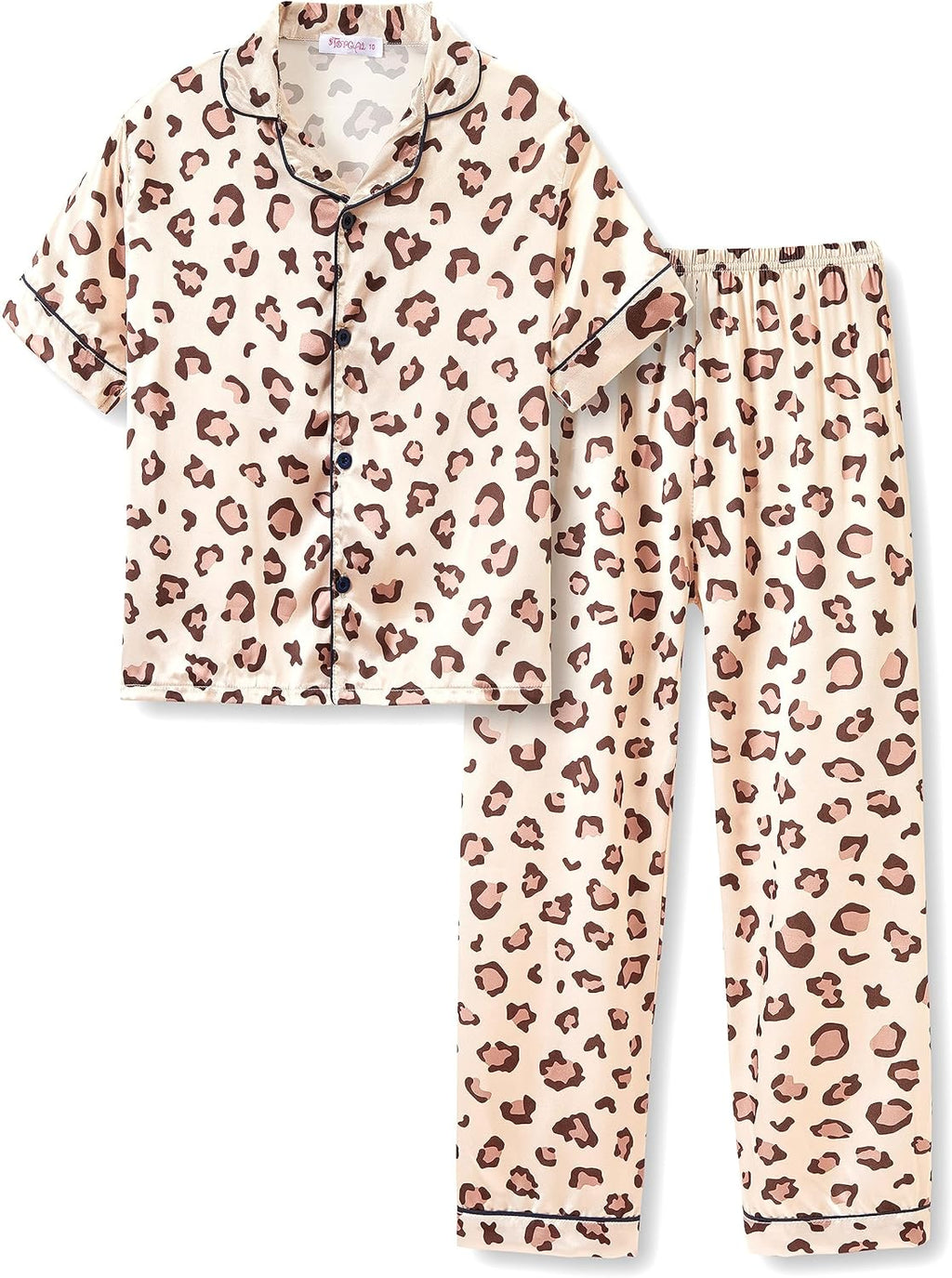 Girls Satin Pajama Set - Silky Button Down PJ with Shorts Size 6-16