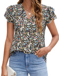 Polyester Blouses - Women's V-Neck Blouse Short Sleeve Business Casual Work Shirt Summer Top