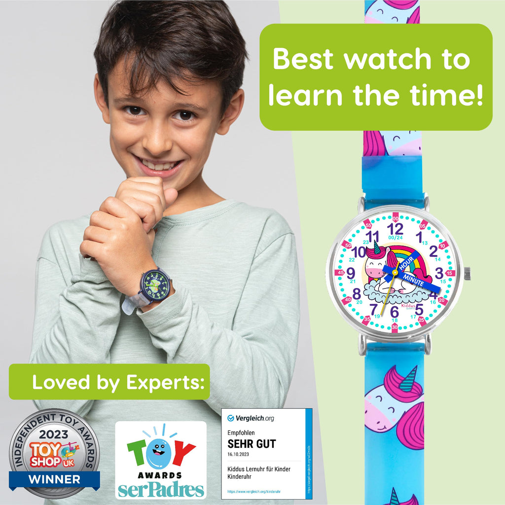 Kids Time Teacher Watch - Educational Analog Watch with Japanese Quartz Movement Ages 5-12