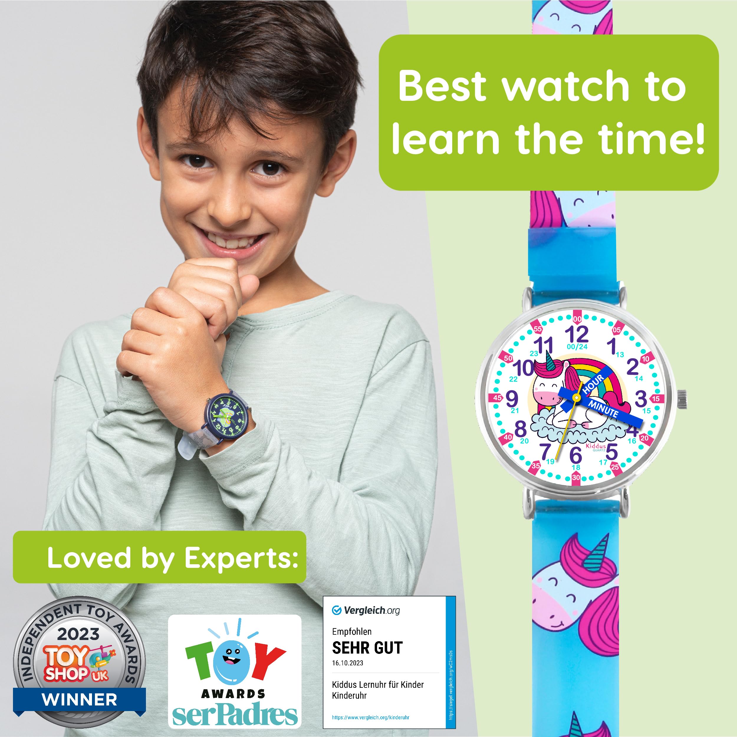 Kids Time Teacher Watch - Educational Analog Watch with Japanese Quartz Movement Ages 5-12