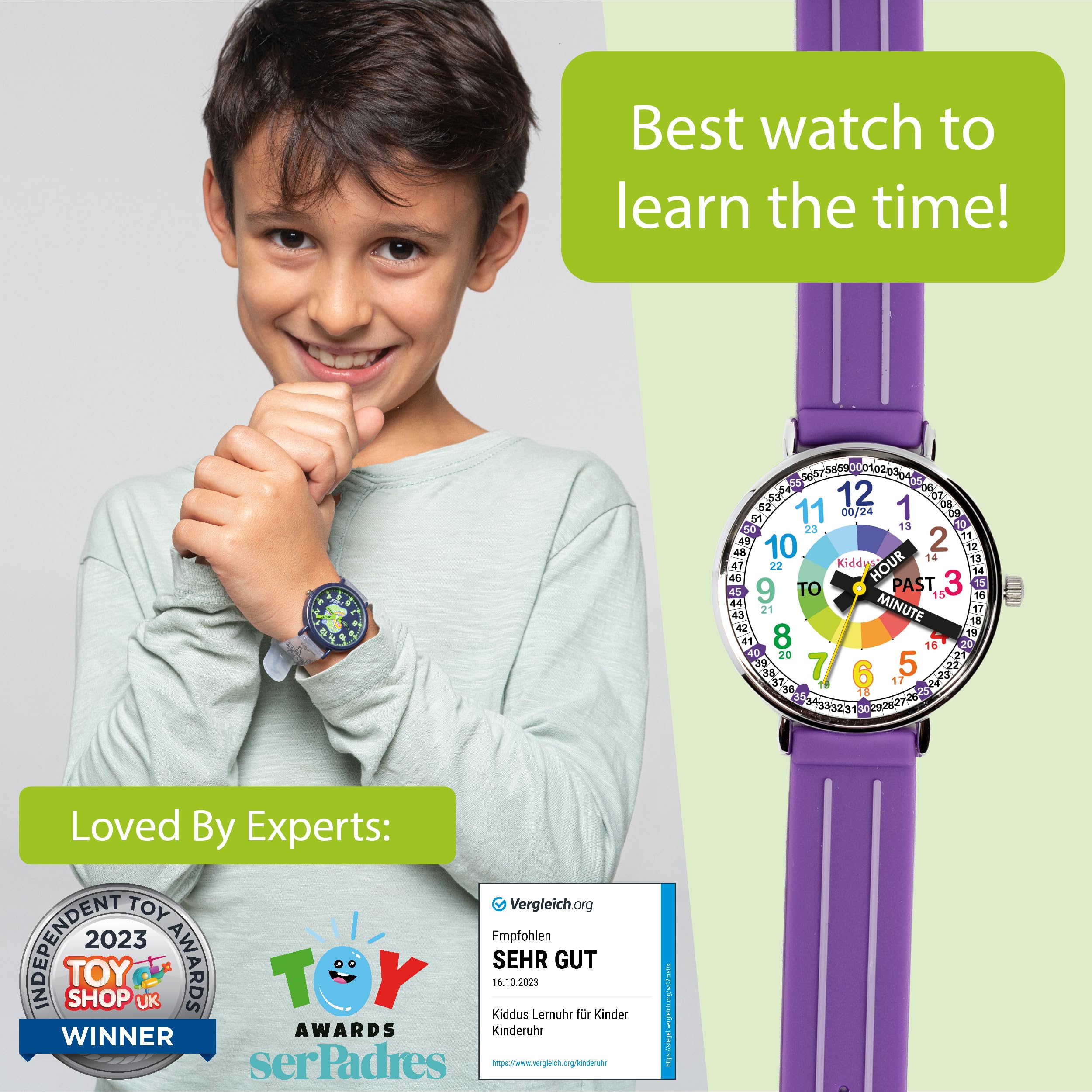 Kids Time Teacher Watch - Educational Analog Watch with Japanese Quartz Movement Ages 5-12