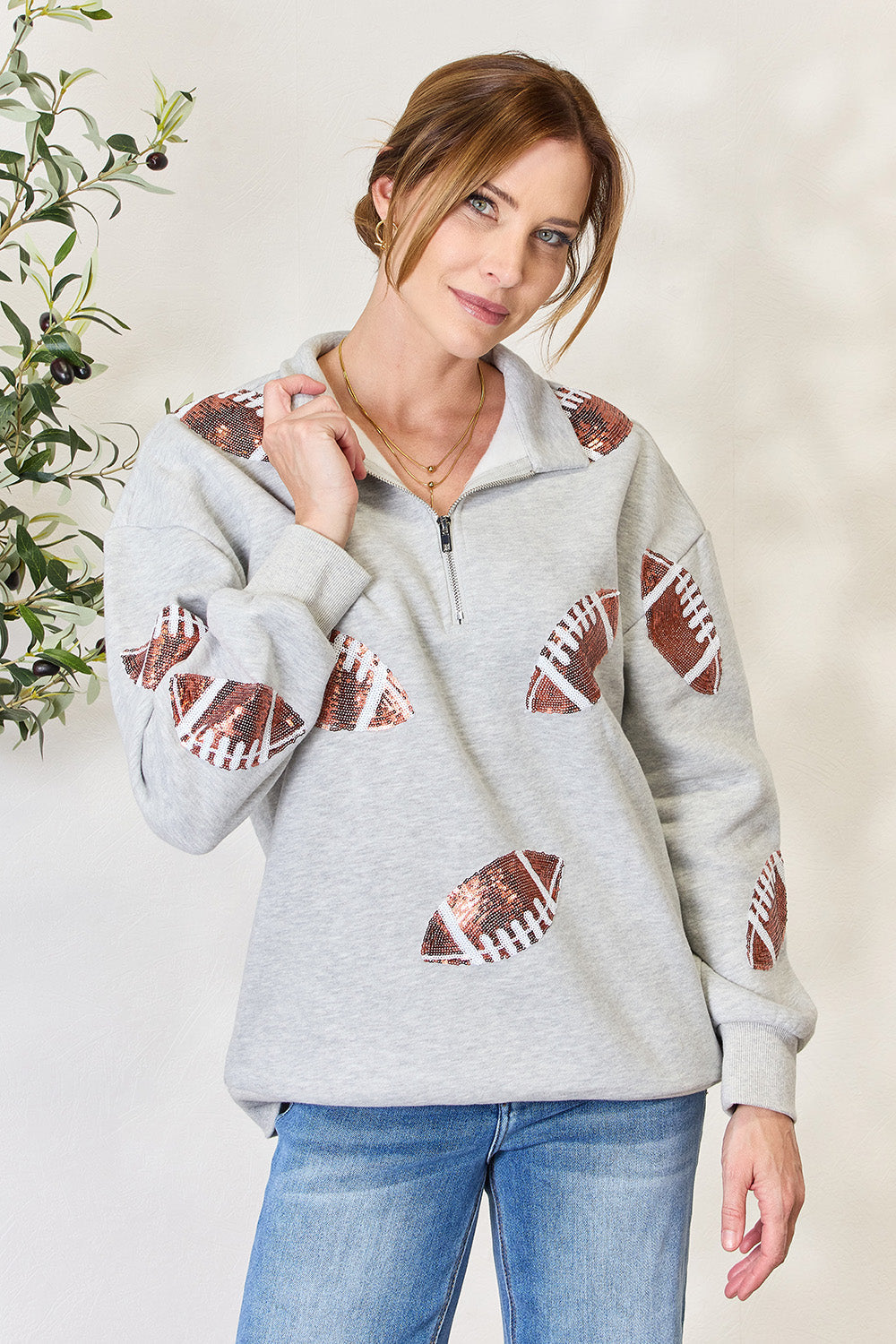 Back-to-School Sequin Football Sweatshirt