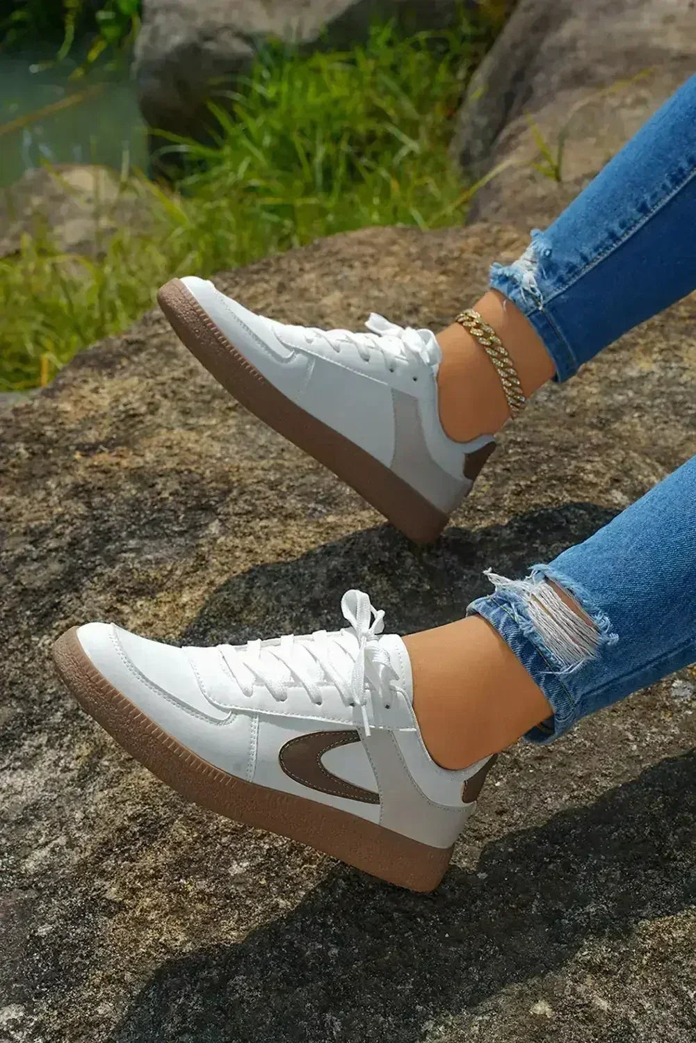 Navy Blue Sneakers - PU Leather Lace-Ups - Wholesale Comfort Shoes