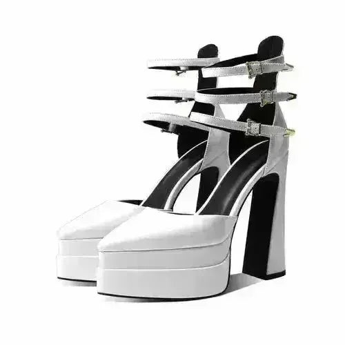 Pointed Toe High Heel Hollow Sandals - 14.5cm Platform Pumps | Femstylo