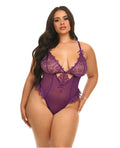 Katana Mesh & Lace Teddy - Purple 1X/2X
