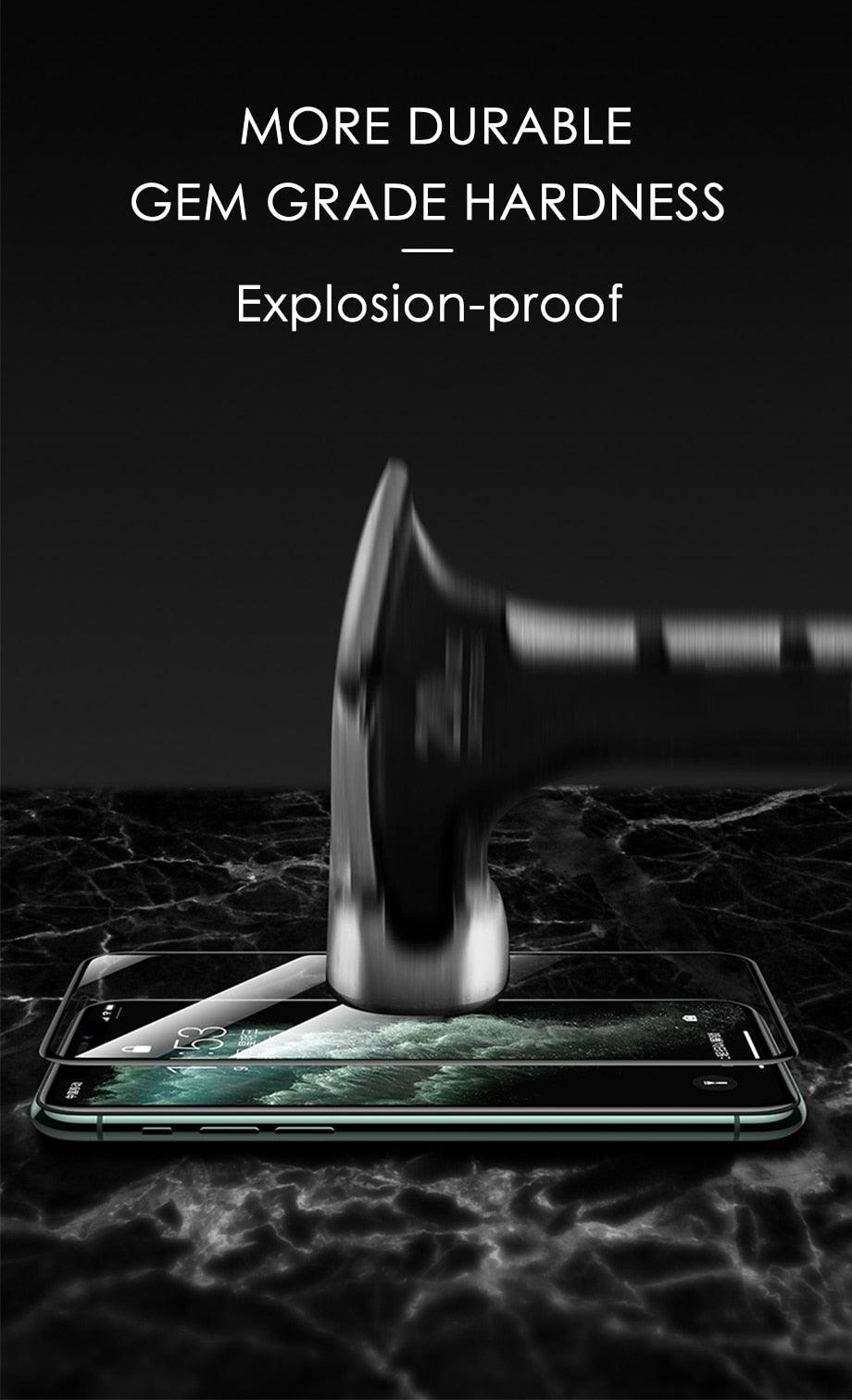 3pcs Full Cover Protective Glass On For Iphone 11 12 13 14 Pro Max Screen Protector For Iphone X Xr Xs Max 7 8 6s Plus Se Glass Full Screen Protector Edge To Edge Full Screen Coverage