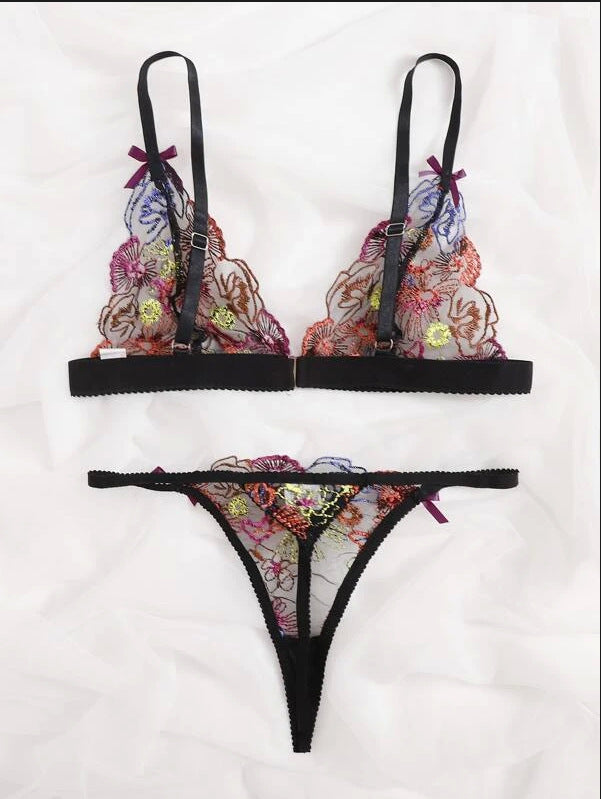 Sexy Lingerie Sexy Lace Translucent Three-Point Bikini Set