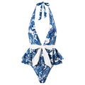 One Piece Swimsuit Women Skinny Slimming Vintage Printed Chiffon Dress With Steel Bracket Hard Bag