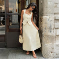 Summer Elegant Pleated Skirt Two Piece Sets Women