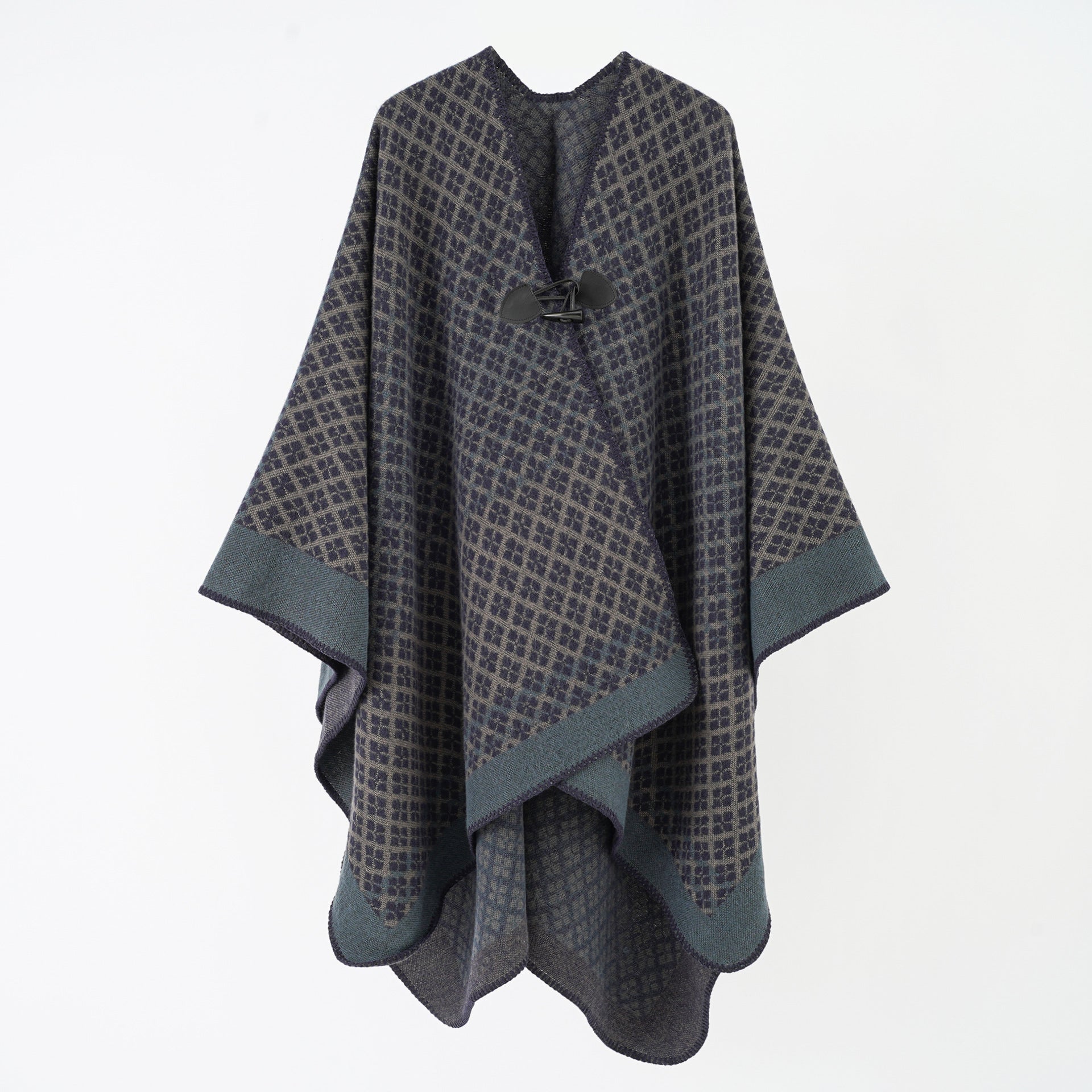 Four Seasons Button Shawl Autumn Winter Oversized Ethnic Thick Warm Split Cloak Travel Scarf for Women
