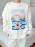 Autumn Women Clothing Printing Crew Neck Pullover Sweatshirt Loose Casual Top Women