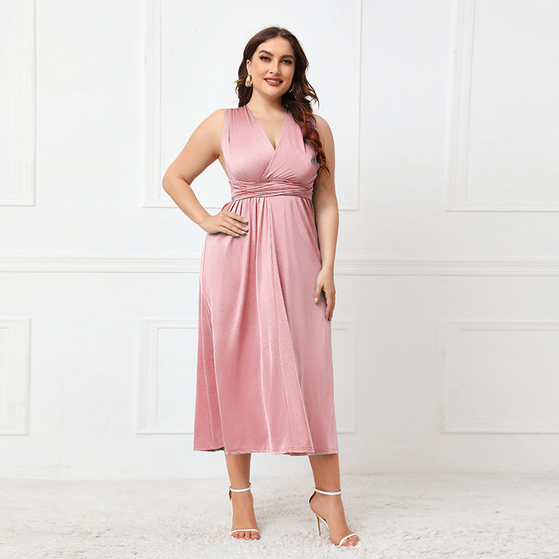 Plus Size Irregular Asymmetric Formal Dress Women Cross Backless Sexy Lace up Dress