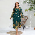 Plus SizeAutumn Winter Loose Dress Bronzing Printed Long Sleeve Plump Girls Dress