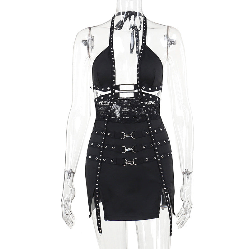 Sexy Slim Fit Hollow Out Cutout Dress Women Spring Sexy Backless Hip Dress