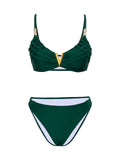 Solid Color Backless Sexy Split Swimsuit Women Bikini Woven