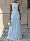 Women's Strapless Long Prom Dress Elegant Wedding Dress Casual Loose Ruched Maxi Dress Floor Length Elegant Evening Dress