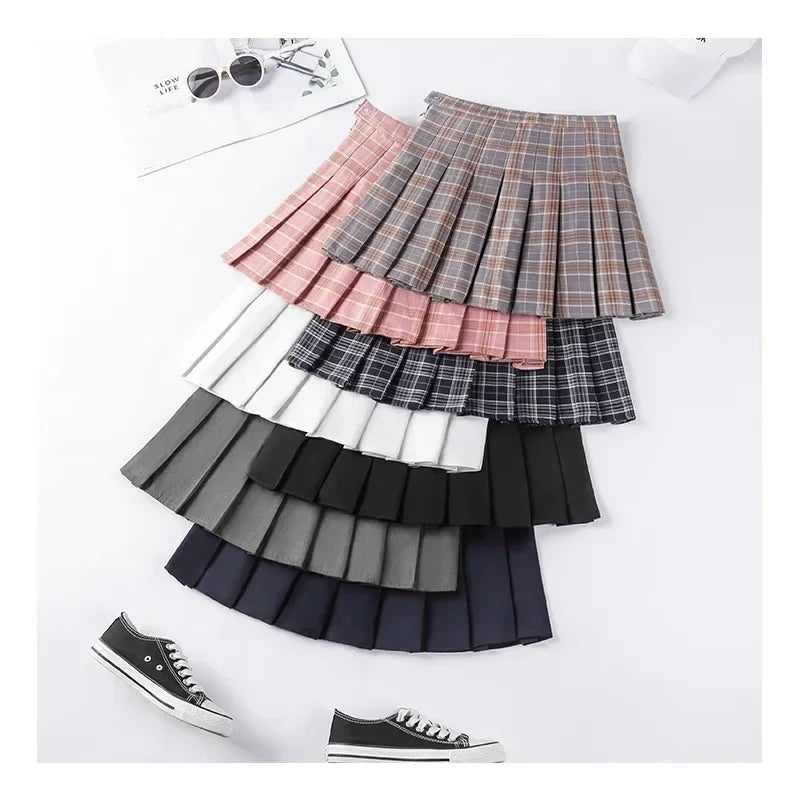 Women's Skirt Without Shorts Fashion Korean Style Ropa Black Harajuku Plaid Falda Short De Mujer Mini Pleated Skirts For Girls