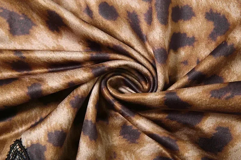 JULISSA MO Patchwork Printed Leopard Lace Women Mini Dress Spaghetti Strap High Waist Dress Summer Slim Elegant Party Club Dress