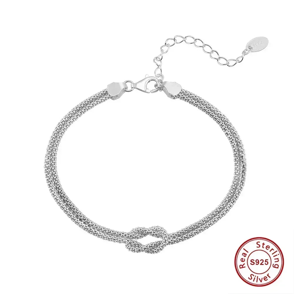 ORSA JEWELS Classic 14K Gold Double Layer Corn Chain Bracelet Fashion 925 Sterling Silver Bracelet for Women Party Jewelry SB196