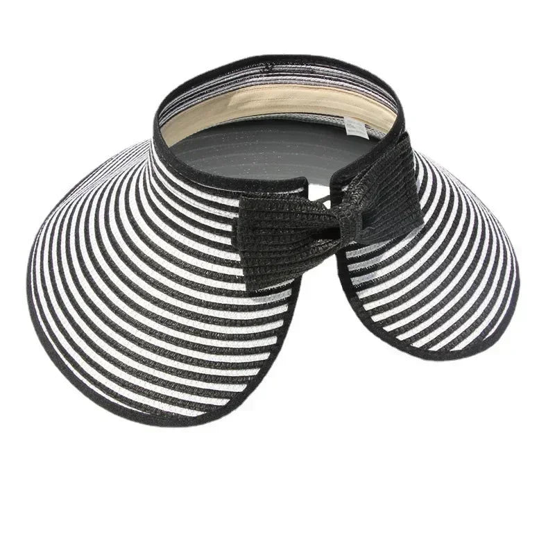 Women's Summer Hat Large Brim Foldable Breathable Empty Top Sun Hat Beach Accessories Outdoor Casual Sunshade Sunhat Visor New