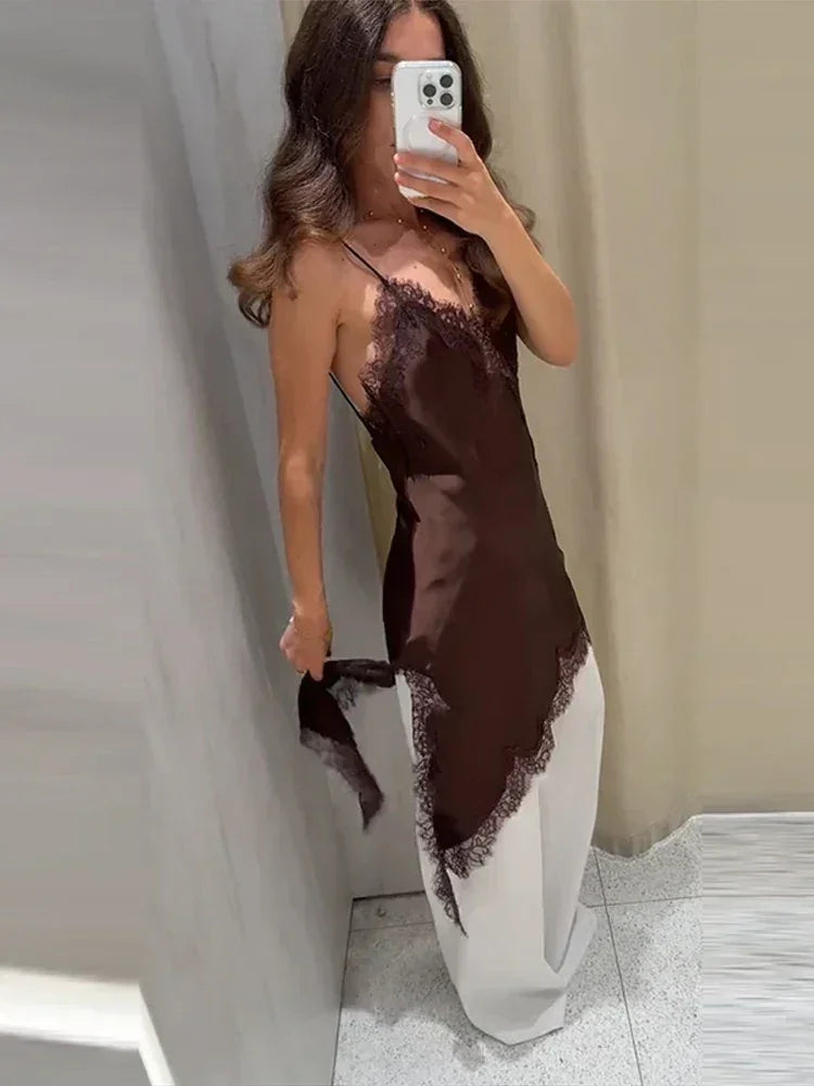 Women’s Asymmetrical Sling Dress - V-Neck Party Wear Spring 2025