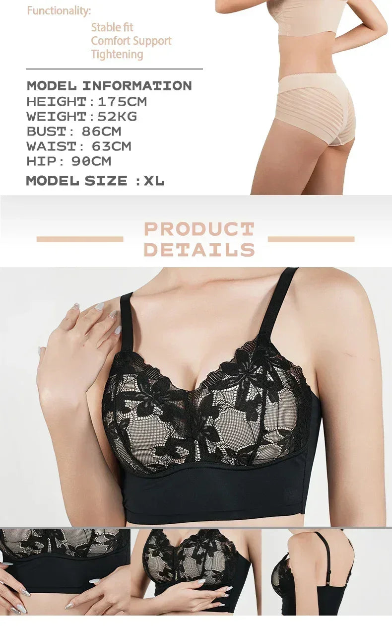 Hot Full Cup Thin Underwear Small Bra Plus Size Wireless Adjustable Lace Women's Bra Breast Cover B C Cup Large Size Lace Bras