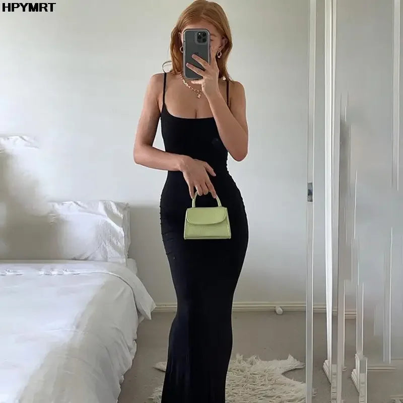 Satin Slip Maxi Dress | Backless Bodycon Evening Gown - Femstylo