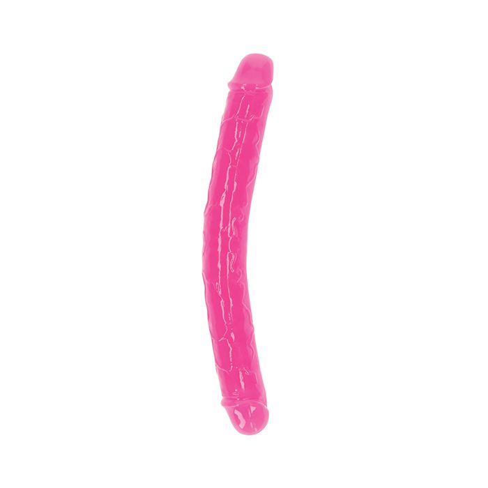 RealRock 12" Double Dong Glow in the Dark - Neon Pink