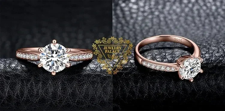 JewelryPalace Moissanite D Color 0.5ct 1ct 1.5ct 2ct 3ct Round S925 Sterling Silver Wedding Engagement Ring for Women