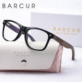 BARCUR Natural Wood Polarized PC Oval Women’s Sunglasses Dark Luxury Texture Wooden Mirror Legs UVA/UVB Protection Stylish Fashion Women's Sunglasses for Summer