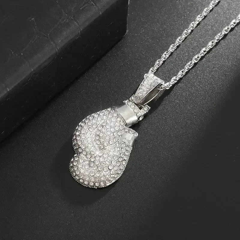 Ice Out Zircon Polite Gesture Middle Finger Necklace Men Women Punk Hip Hop Rap Rock Party Jewelry Gift