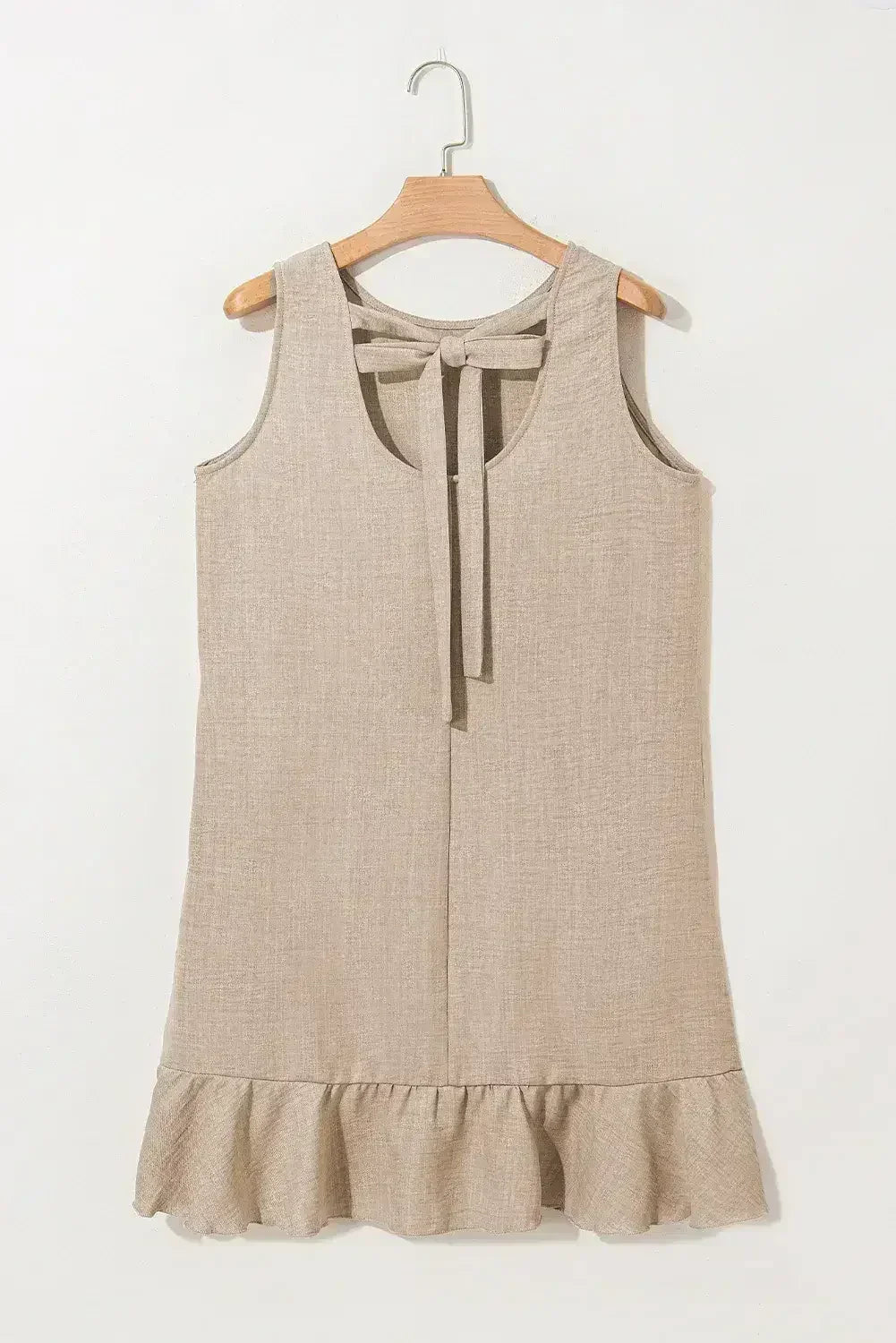 Ashleigh Blue Sleeveless Knot Backless Ruffle Hem Mini Dress