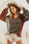 Women's Color Block V-Neck T-Shirt