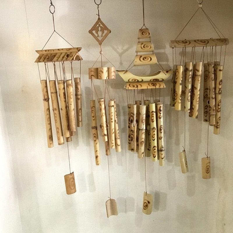 Bamboo Wind Chimes Pendant Balcony Outdoor Yard Garden Home Handmade Craft Wind Chimes With Rotating Hook Outdoor Decor Wind Chimes for Garden Patio Yard Home Antique Tubes Bell Handmade Wind Chime Wall Hanging Crafts Gift